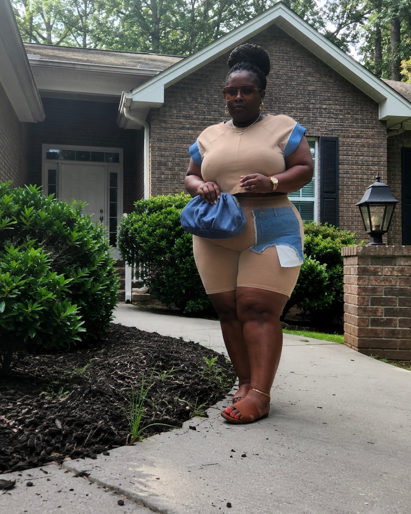 Denim Fusion Lounge Set (Mocha) Pickup/Ship 7/15