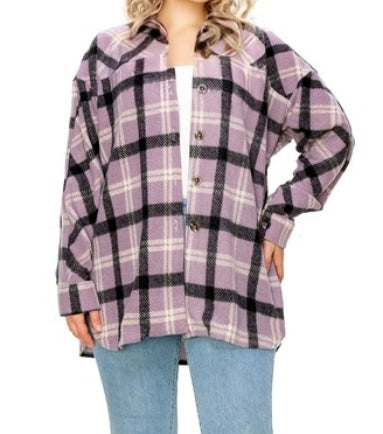 Plaid Shacket Plus (Lilac)