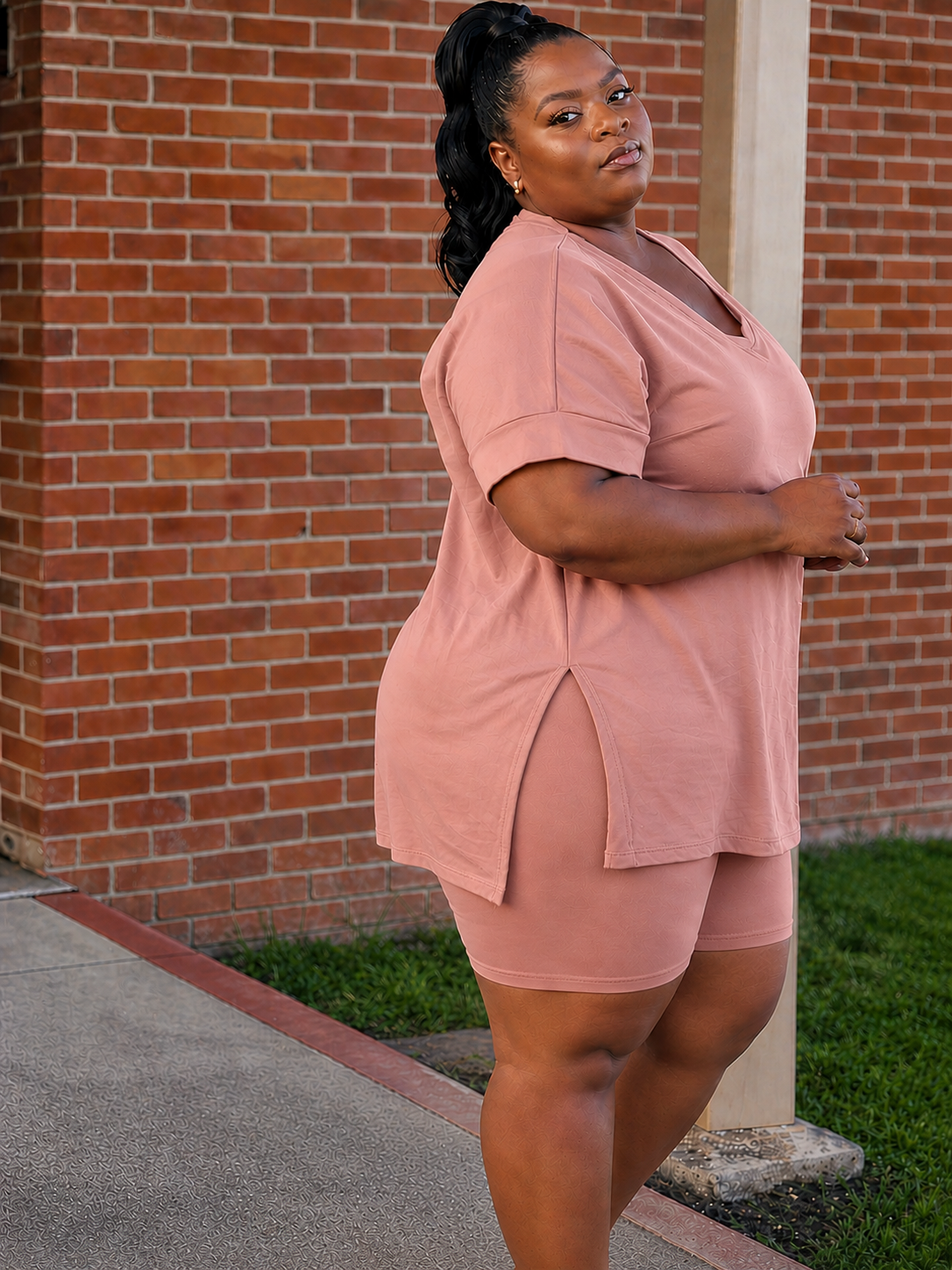 The Everyday Luxe Lounge Set Tan Pink