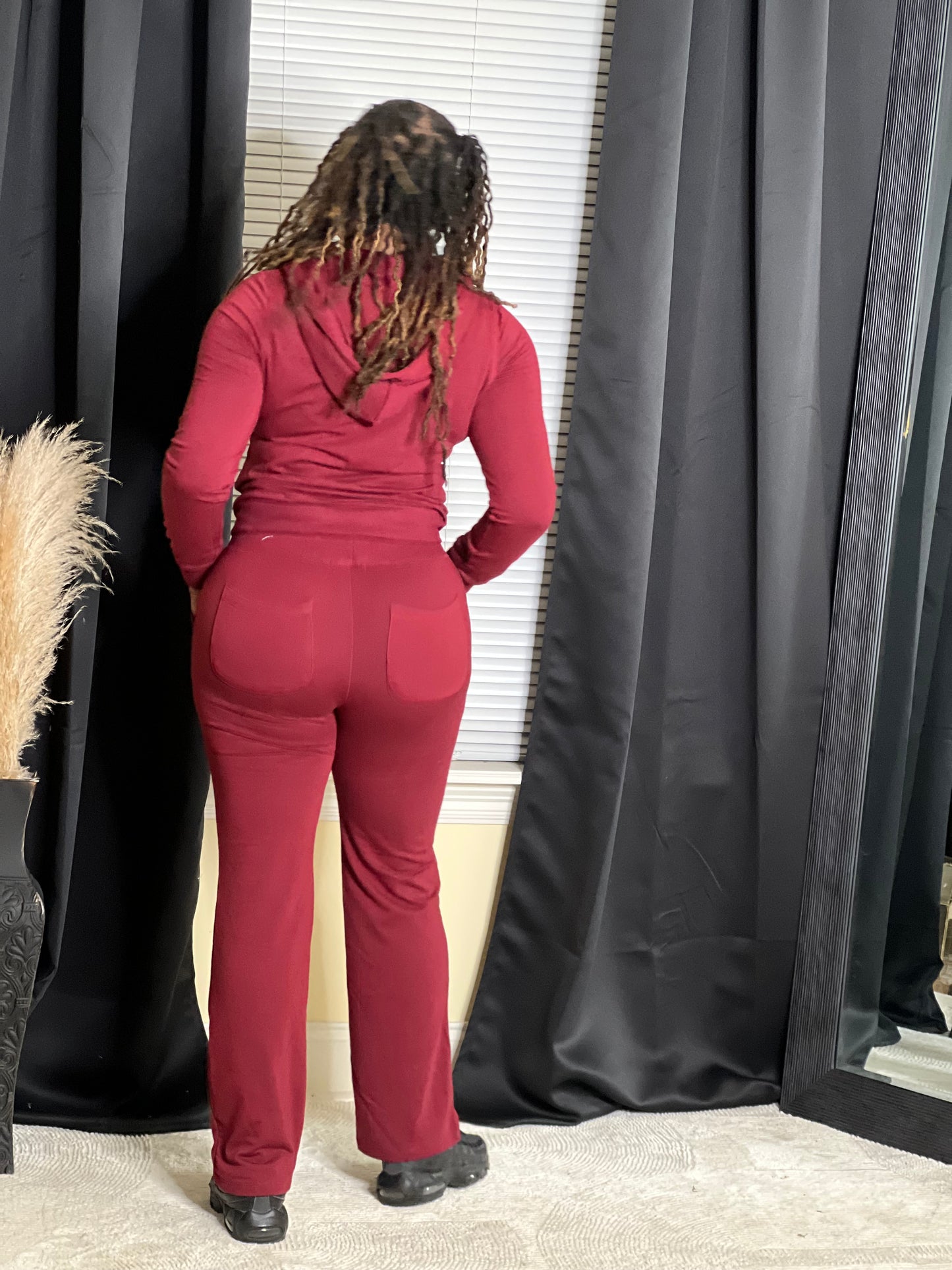 Wide Leg Jogger Set Burgundy