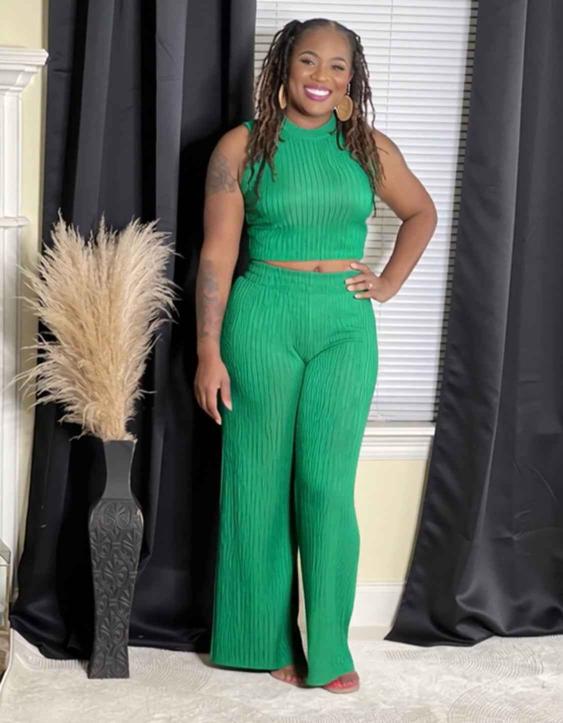 The Effortless Elegance Ribbed Lounge Set (emerald)