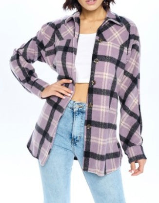 Plaid Shacket (Lilac)