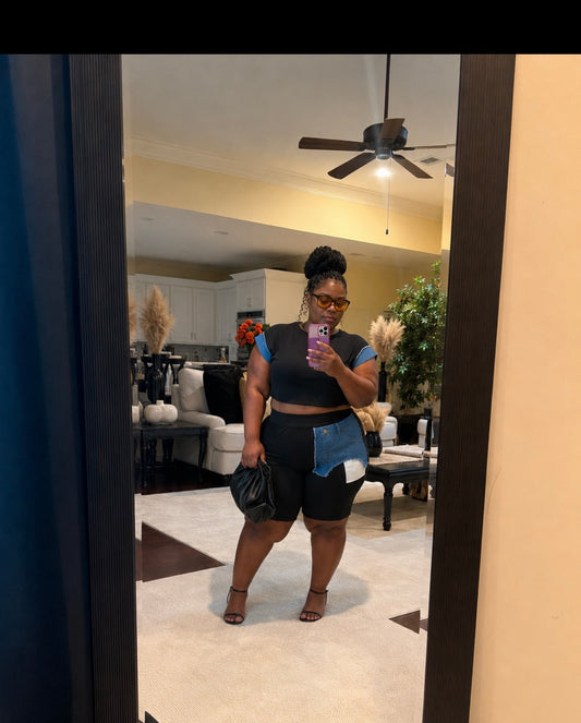 Denim Fusion Lounge Set (Blk)Pickup/Ship 7/15