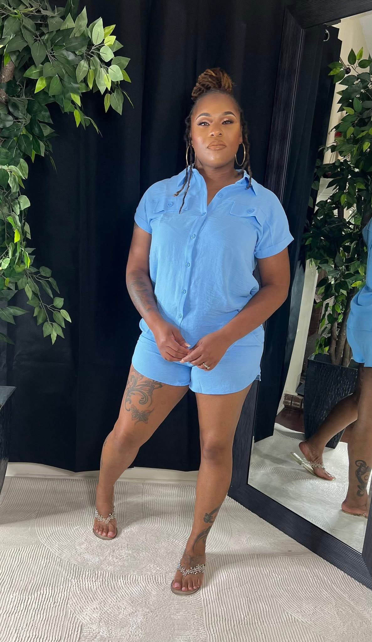 Soft Glam Short Set (light blue)